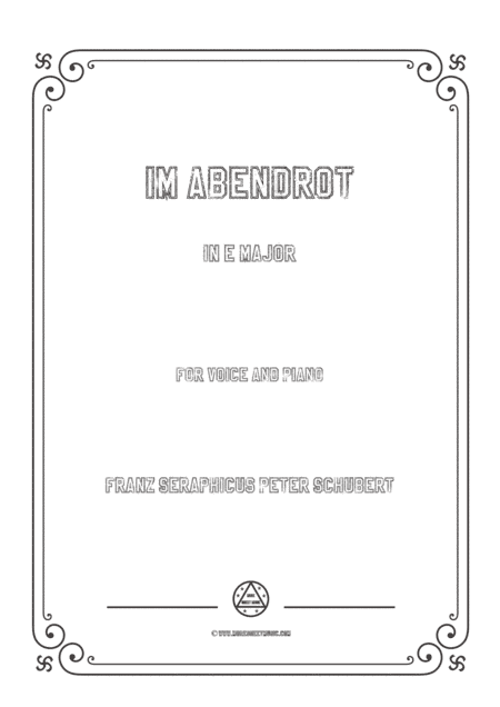 Schubert-Im Abendrot in E Major,for voice and piano (arr. MSM)