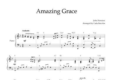 Amazing Grace (Piano intermediate 3) Chords (arr. Cadu Barcelos)