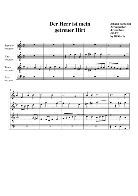 Der Herr ist mein getruer Hirt (nos.1-2) (arrangement for 4 recorders) (arr. Gil Garty)