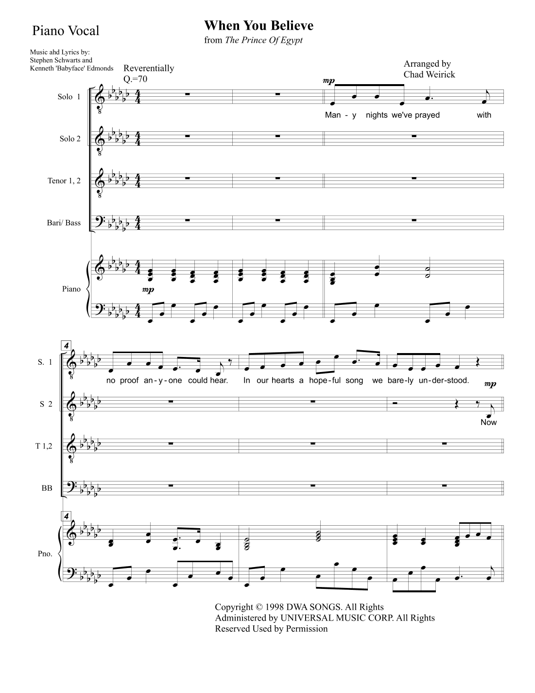 When You Believe (arr. Chad Weirick)