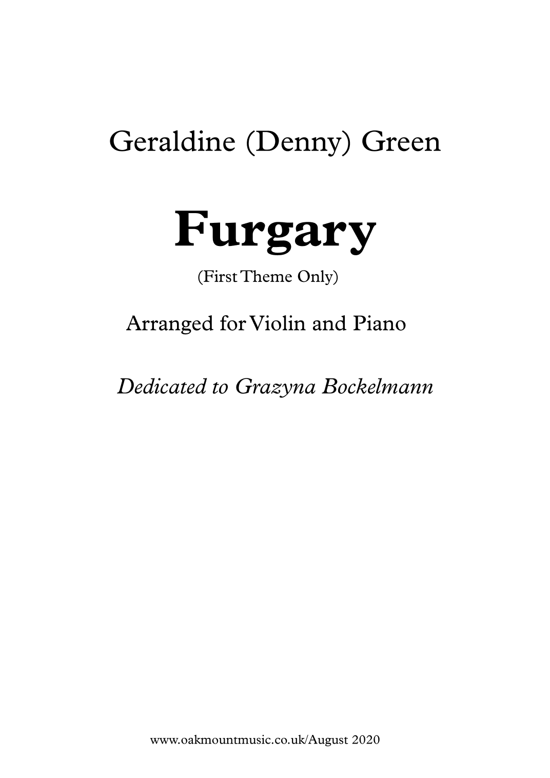 Furgary  (Violin and Piano - First  Theme Only Arrangement)