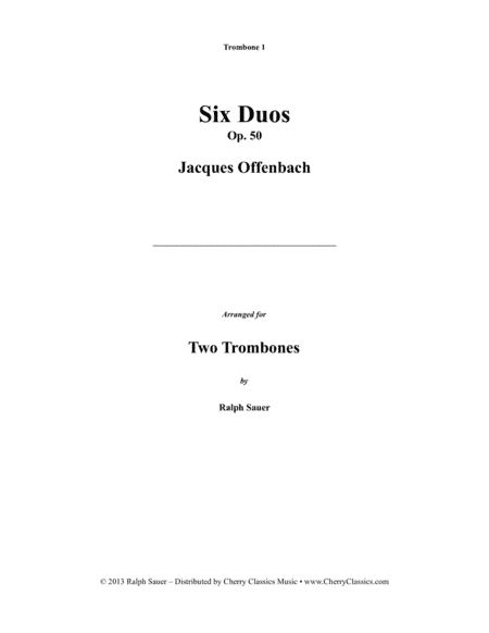 Six Duos, Opus 50 for Trombones (arr. Sauer, Ralph)