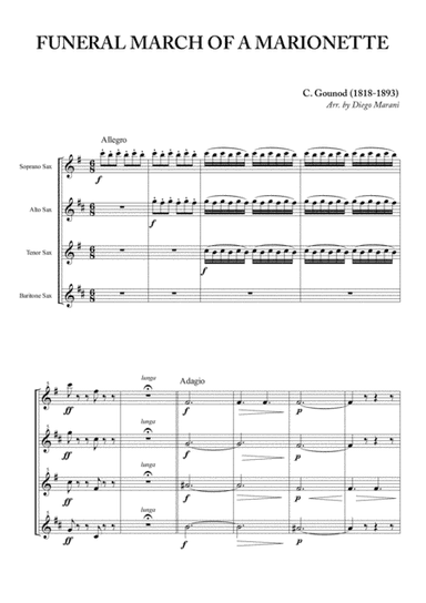 Funeral March of a Marionette for Saxophone Quartet (arr. Diego Marani)