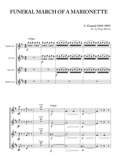 Funeral March of a Marionette for Saxophone Quartet (arr. Diego Marani)