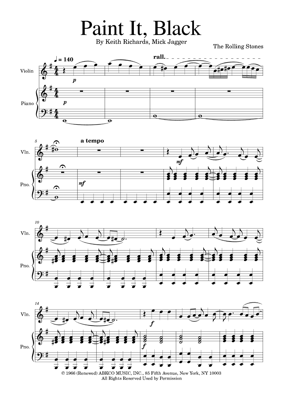 Paint It, Black (arr. Golden Skull Editions)