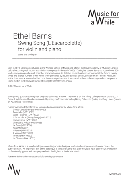 Ethel Barns - Swing Song · L’Escarpolette for violin and piano (arr. Music for a While)