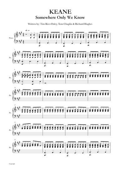 Somewhere Only We Know (arr. Henry Newbury)