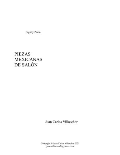 Piezas Mexicanas de Salón (Piano part.) (arr. Juan Carlos Villaseñor)