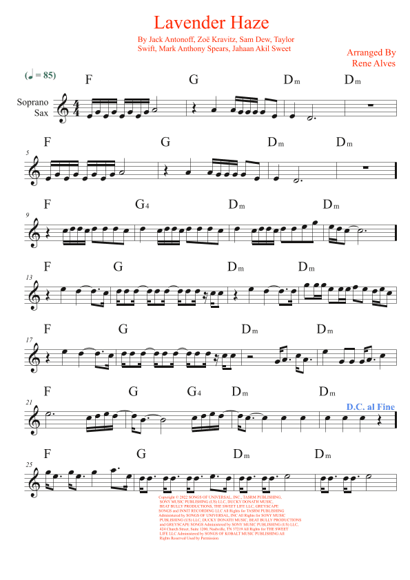 Lavender Haze (arr. Rene Alves)