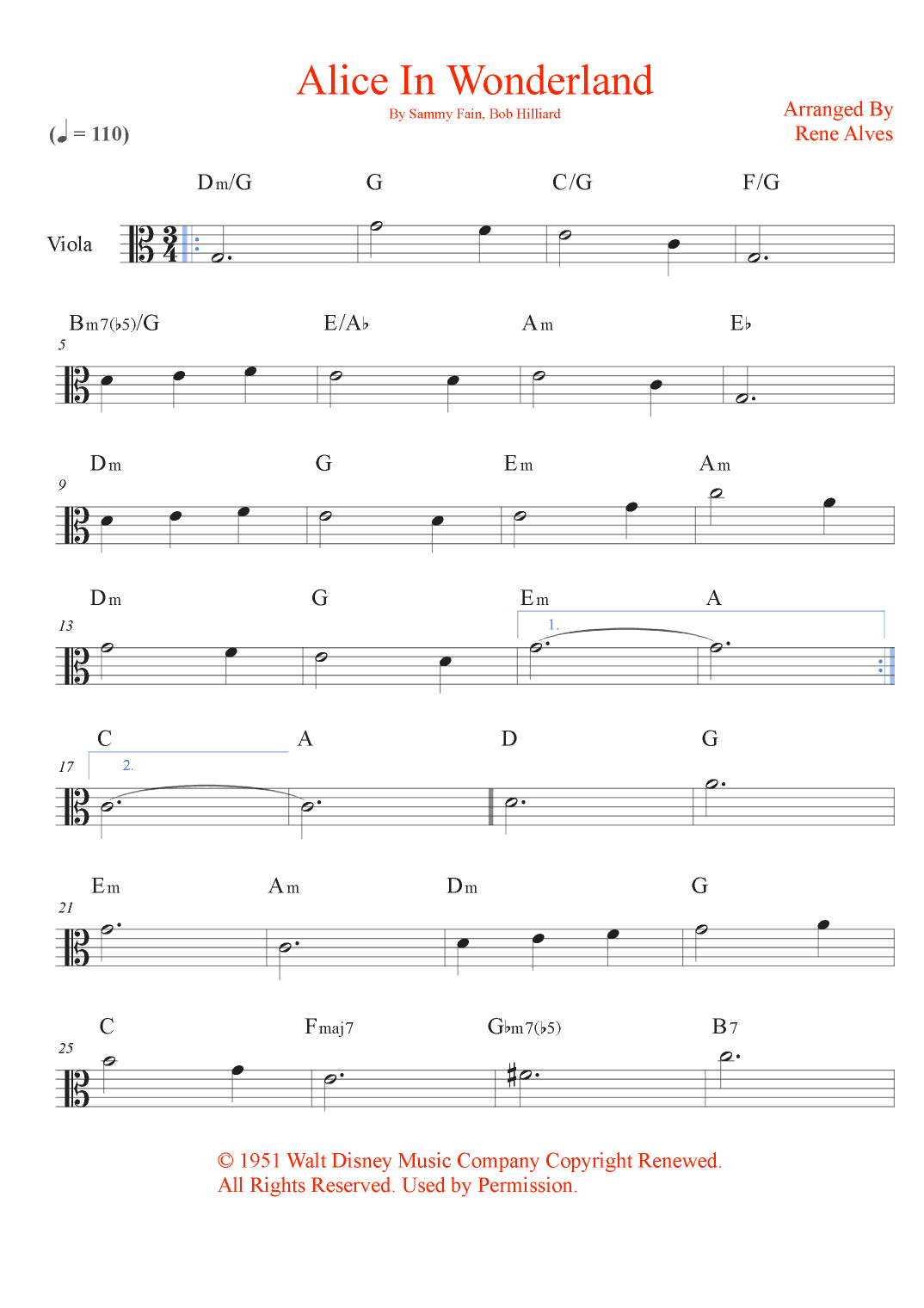Alice In Wonderland (arr. Rene Alves)