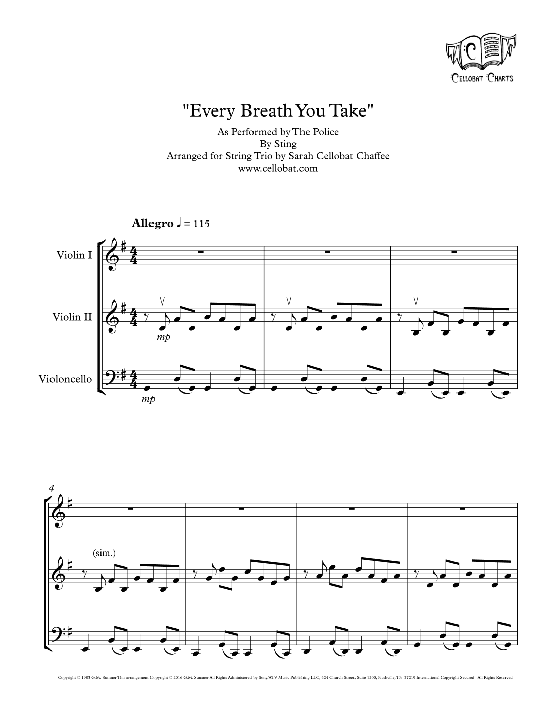 Every Breath You Take (arr. Sarah Cellobat Chaffee)