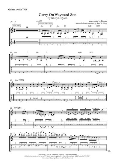 Carry On Wayward Son (arr. Joeri de Graaf)