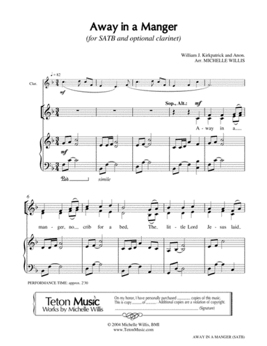 Away in a Manger (SATB) (arr. Teton Music)