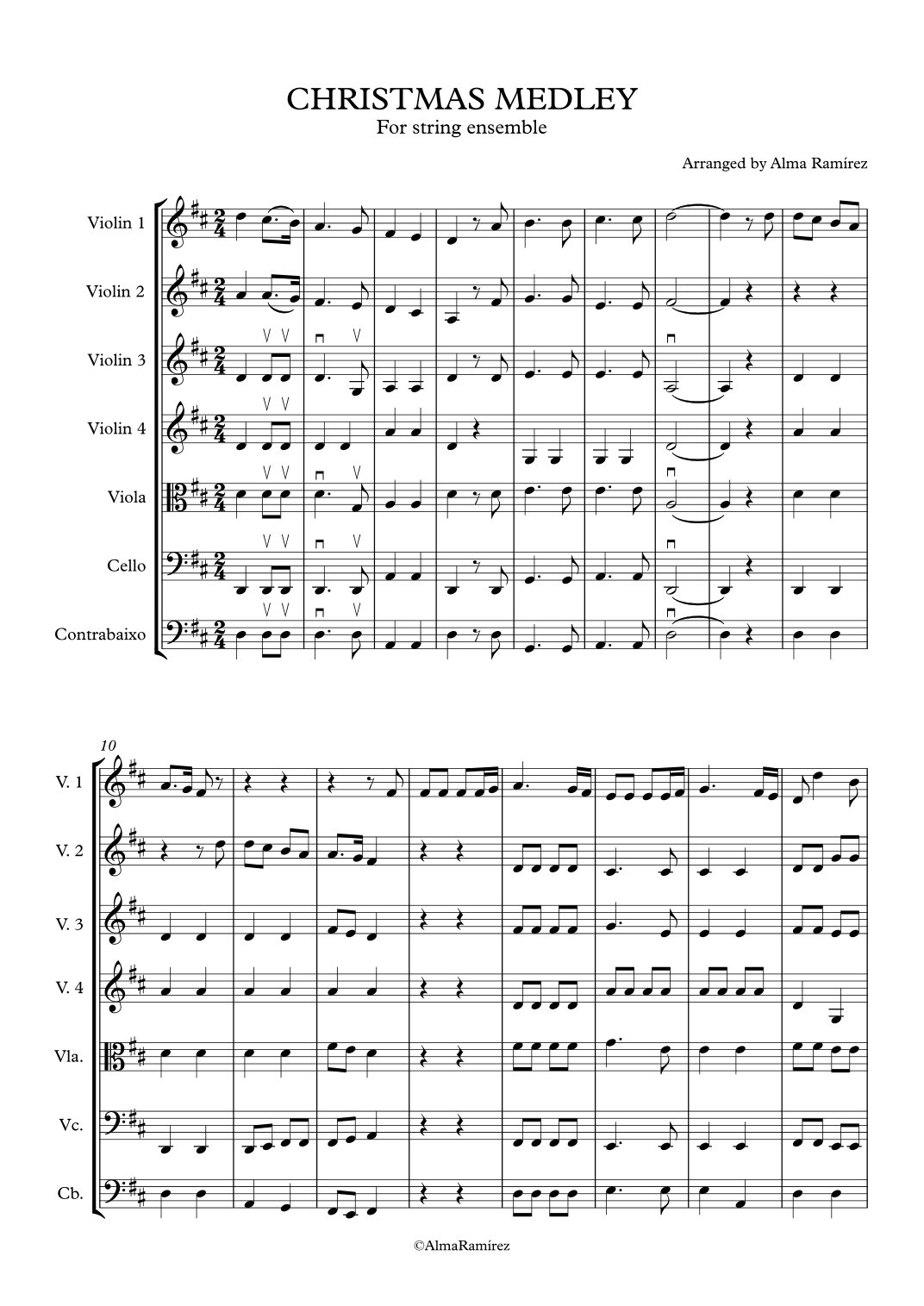 Christmas Medley for string emsemble (arr. Alma Ramírez)