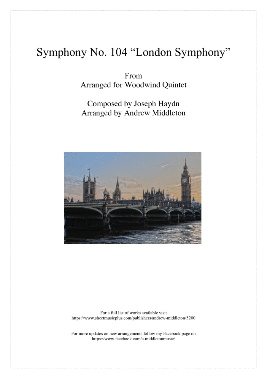Symphony In D major 104 arranged for Wind Quintet (arr. Andrew Middleton)