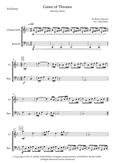 Game Of Thrones (arr. Fabio Britto)