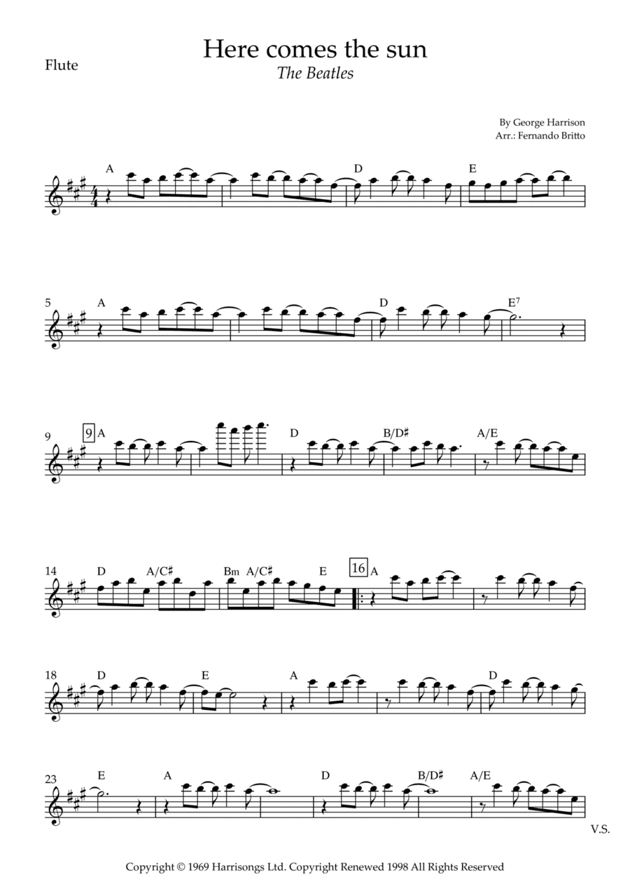 Here Comes The Sun (arr. Fernando Britto)