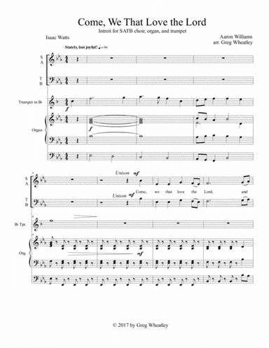 Come We That Love the Lord (arr. Greg Wheatley)