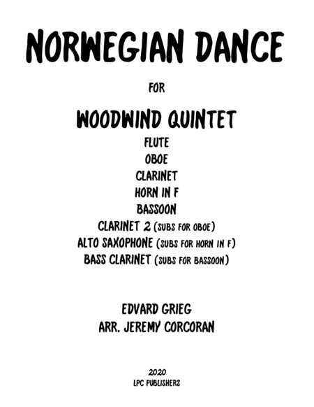 Norwegian Dance for Woodwind Quintet (arr. Jeremy Corcoran)