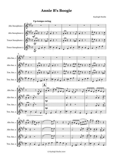 Annie B's Boogie - Saxophone quartet (AATT)
