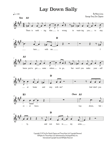 Lay Down Sally (arr. Riverside Guitar School)