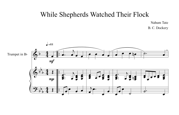 While Shepherds Watched Their Flock (Trumpet Solo with Piano Accompaniment) (arr. B. C. Dockery)