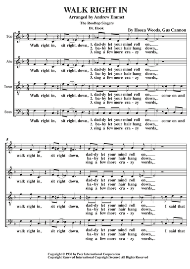 Walk Right In (arr. Andrew Emmet)