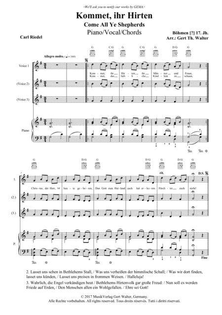 Come All Ye Shepherds (arr. Gert Th. Walter)