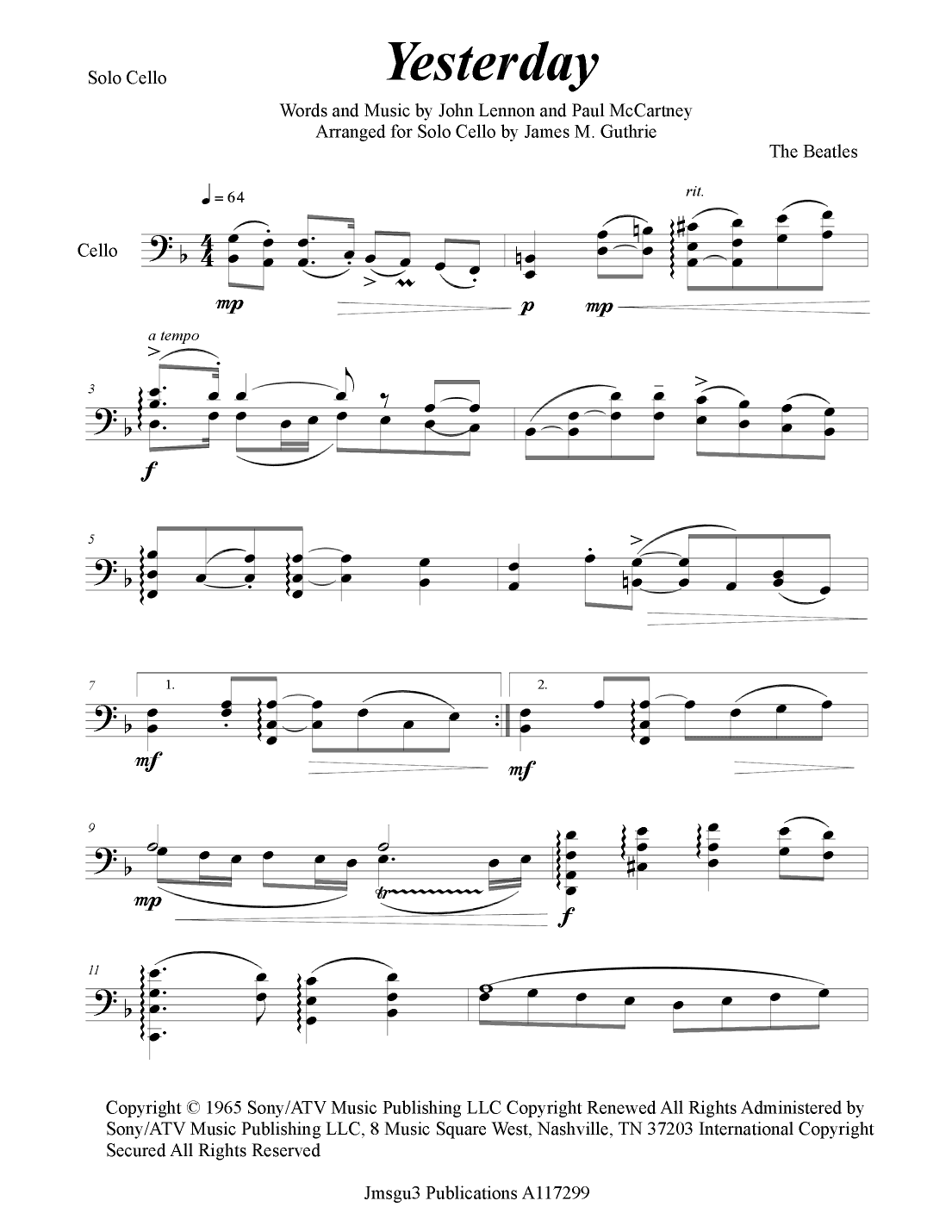 Yesterday (arr. James M. Guthrie)