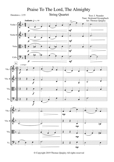 Praise To The Lord. The Almighty (arr. Thomas Quigley)