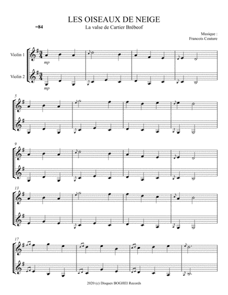 LES OISEAUX DE NEIGE - La valse de Cartier Brébeuf