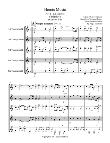 Heroic Music - No.   1. La Majeste (Bb) (Trumpet Quintet) (arr. Regis Bookshar)