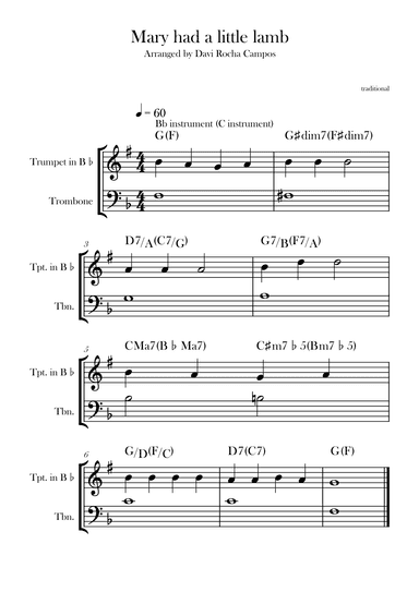 Mary had a little lamb (arr. Davi Rocha Campos)