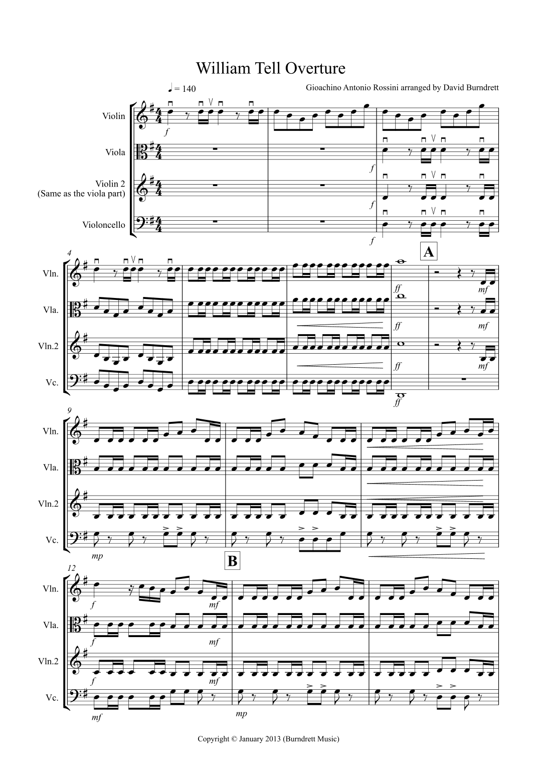 William Tell Overture for String Trio (arr. D.Burndrett)