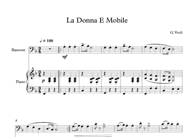 La Donna E Mobile - Giuseppe Verdi (Bassoon + Piano) (arr. Digital Book Music)