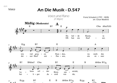 An Die Musik - Lead Sheet - E Major (arr. César Madeira)