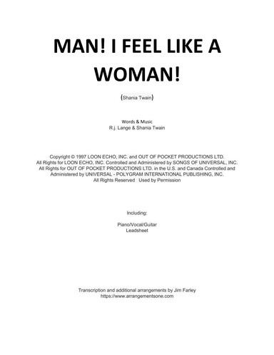 Man! I Feel Like A Woman! (arr. Jim Farley)