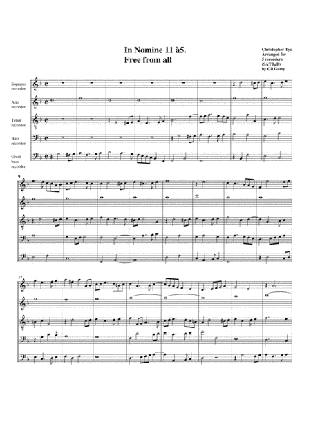 In Nomine no.11 a5 (arrangement for 5 recorders) (arr. Gil Garty)
