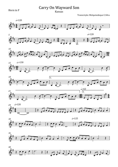 Carry On Wayward Son (arr. Melquisedeque C.Silva)