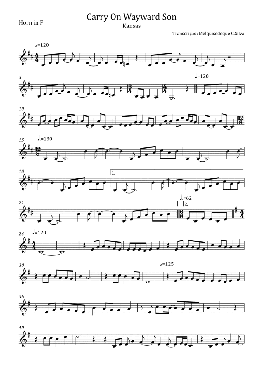 Carry On Wayward Son (arr. Melquisedeque C.Silva)