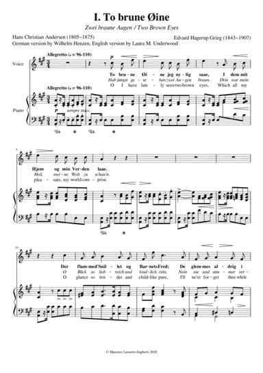 To brune Øjne [High Voice; Key: A] (arr. Maxence Lasserre-Engberts)
