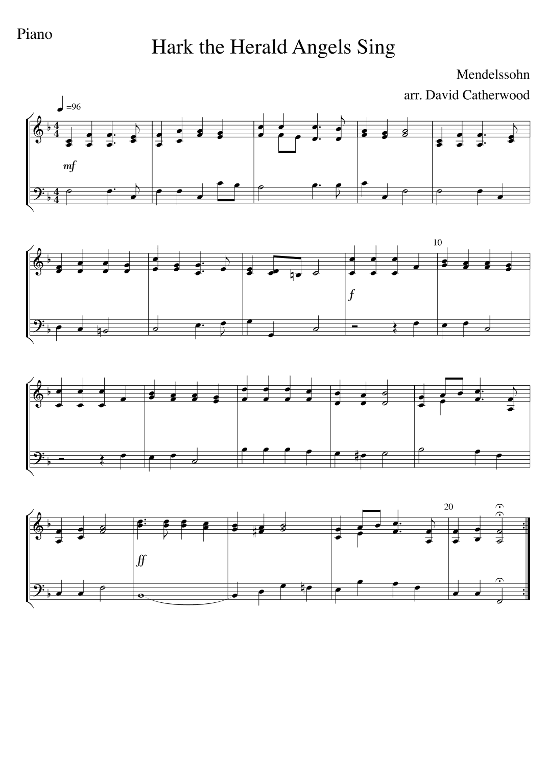 10 Popular Christmas Carols for Easy Piano  arranged by David Catherwood (arr. David Catherwood)