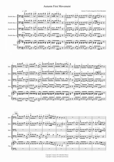 Autumn "Four Seasons" for Double Bass Quartet (arr. David Burndrett)