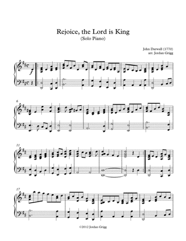 Rejoice, the Lord is King (Solo Piano) (arr. Jordan Grigg)