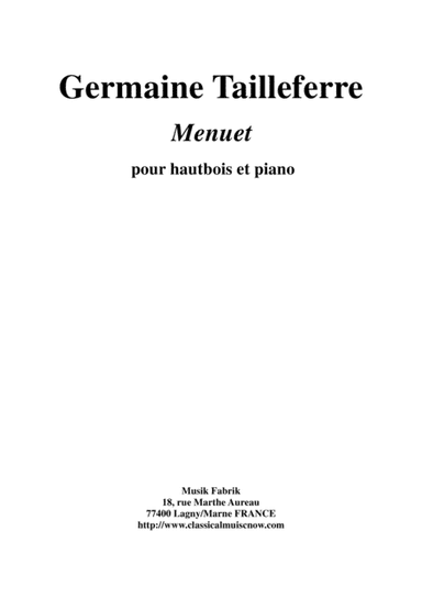 Germaine Tailleferre: Menuet for oboe and piano