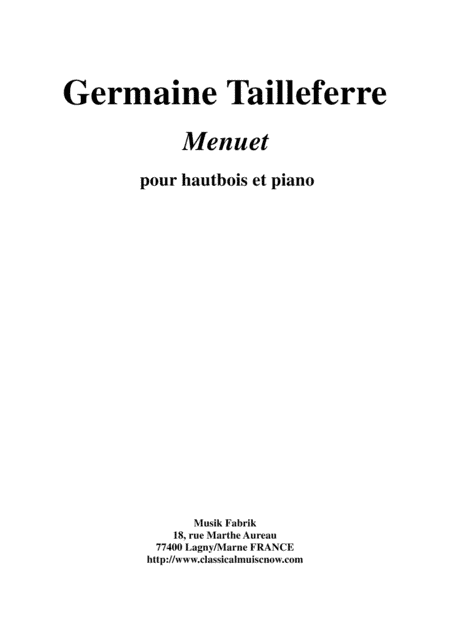 Germaine Tailleferre: Menuet for oboe and piano