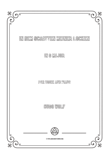 Wolf-In dem Schatten meiner Locken in G Major,for Voice and Piano (arr. MSM)