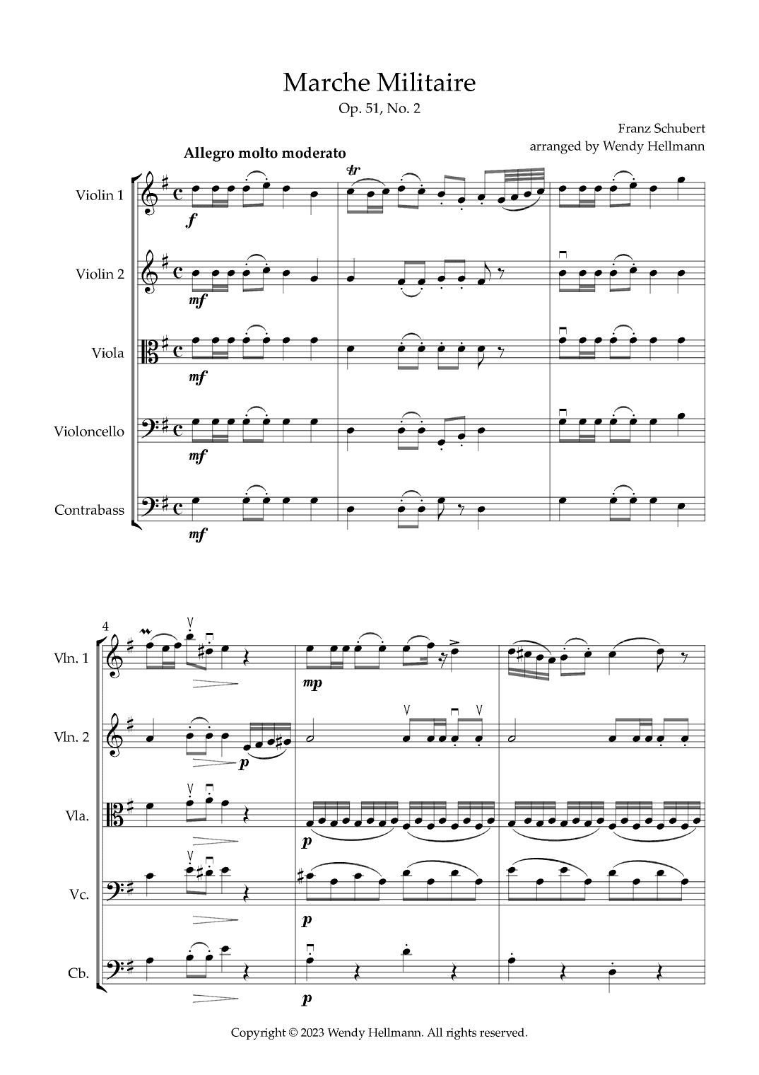 Marche Militaire No. 2 (arr. Wendy Hellmann)