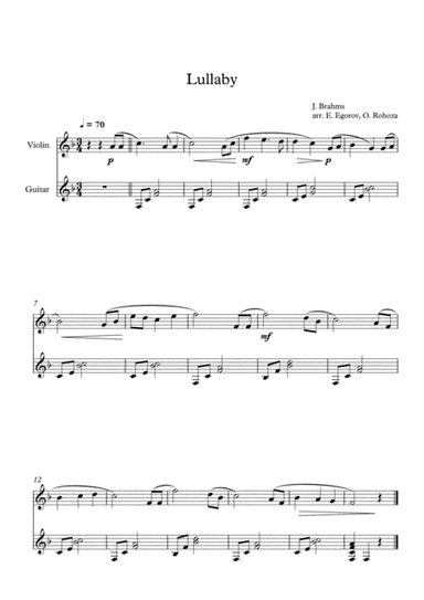 Lullaby, Johannes Brahms, For Violin & Guitar
