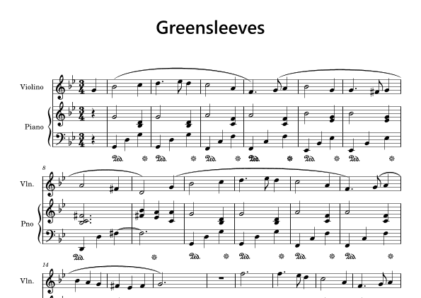 Greensleeves Violin & Piano (arr. Funtom)